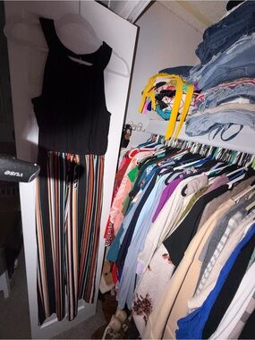 Striped Wide-Leg Jumpsuit in Black and Multi